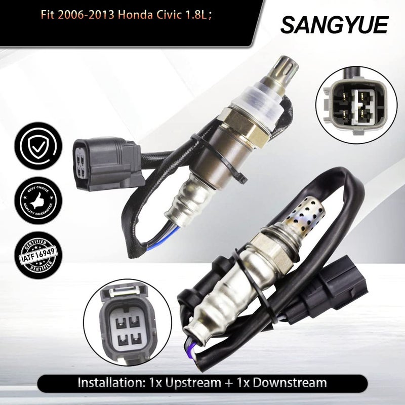 Sangyue Air Fule Ratio O2 02 Oxygen Sensor for Honda Civic 2006 2007 2008 2009 2010 2011 2012 2013 1.8L Sensor 1 Sensor 2 Upstream + Downstream 2PCS - Image 2